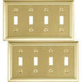 OKAWYC Quadruple Toggle Light Switch Cover Adler Metal Wall Plate, 2-Pack Brushed Brass 4 Gang, Light Switch Cover Decorative Wallplate, Durable - size: 4 Toggle