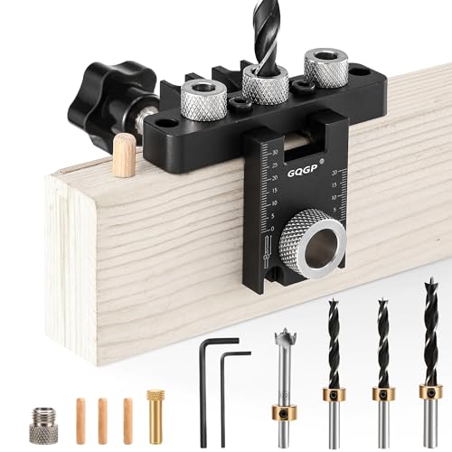 3-in-1 Dowel Jig Kit, Self Centering Doweling Jig for Straight Holes, Woodworking Adjustable Width Drill Guides Locator, Woodworking Joints Tool with 5/16", 3/8", 19/32" Drill Bits - size: Portatile, style: 3 in 1 Pocket Hole Jig