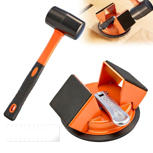 Saker Floor Gap Fixer Kit Suction Cup Tool with Mallet & 10 Washable Pads