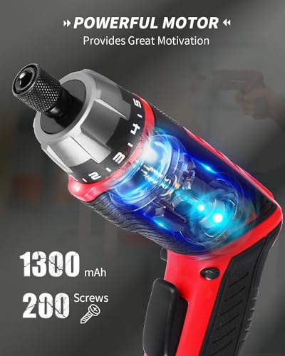AVID POWER 4V Electric Cordless Screwdriver Set 5.65Nm 11 Bits - RED - color: 3-drak Red