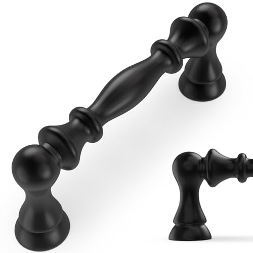 10 Pack 3 Inch(76mm) Kitchen Cabinet Handles Matte Black Cabinet Pulls Zinc Alloy Drawer Pulls Solid Kitchen Hardware - color: Matte Black, size: 3'' Hole Center(76mm)