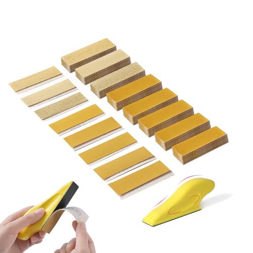 80PCS Micro Detail Sander Kit, Hook Loop Sandpaper 80-800 Grit - style: Yellow(Grit 80-800)