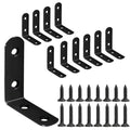 10PCS L Brackets, 2 inch Black Metal Angle Corner Braces with Screws for Wood - style: 2inch L Shape Black 10pcs