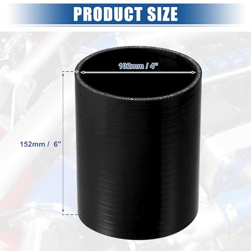uxcell 4-Ply 4" ID 6" Length Reinforced Silicone Reducer Hose Black - size: 4" ID
