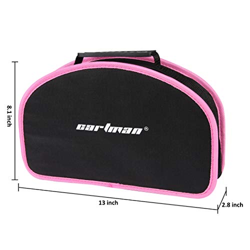 CARTMAN 52-Piece Pink Hand Tool Set, Home Repair Kit With Round Carry Pouch