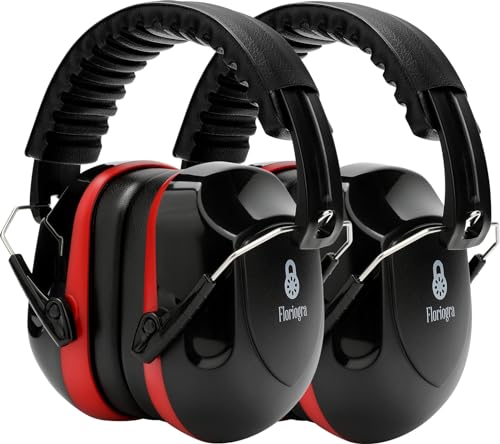 2 Pack 34dB Noise Canceling Headphones For Shooting, Hearing Protection Earmuffs, Ear Protection Headphones, Thickened Headband Ear Muffs For Noise Reduction For Shooting, Construction,Mowing - color: Black Red+black Red