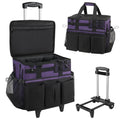 SCAVATA Rolling Cleaning Caddy Bag with Detachable Trolley, Large Cleaning Supplies Organizer with Wheels, Multi Pocket Cleaning Cart with Adjustable Shoulder Strap for Housekeeper & Home, GrapePurple - color: GrapePurple