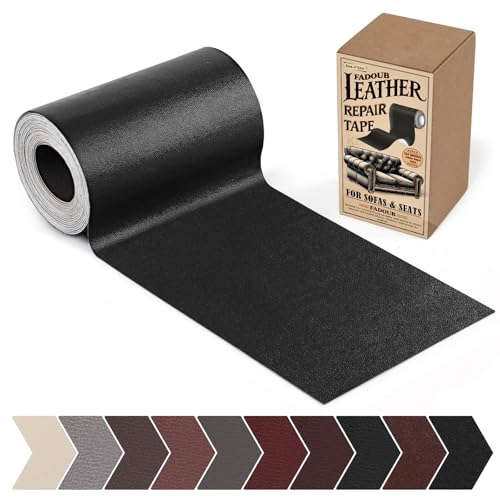 Leather Repair Patch, Black Leather Repair Tape for Furniture - color: Black, size: Fine Grain 4 x 63 In