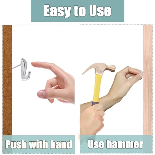 30 PCS Picture Hanging Nails Thumb Tacks for Wall Hangings, Heavy Duty Push Pins Wall Hooks for Drywall Cork Board, Picture Hanging Kit with Nails High Heel Silver - style: High heel silver 30