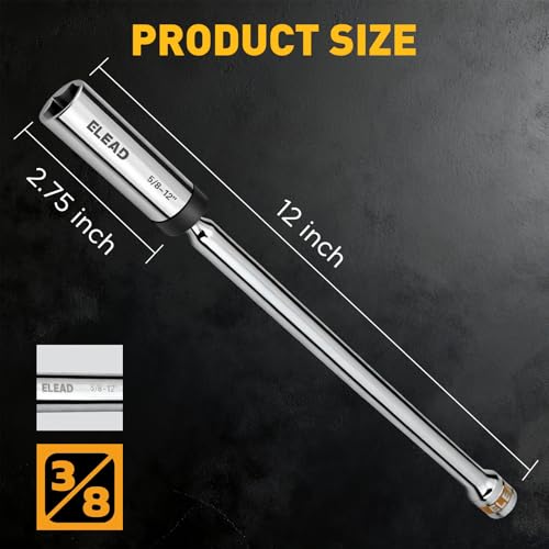 5/8" Swivel Magnetic Spark Plug Socket, 3/8" Drive x 12" Total Length, Thin Wall Spark Plug Removal Tool, 360 Degree Swivel, Enhanced Magnetic, 6-Point Design, Cr-V Steel - size: 5/8" x 12" Spark Plug Socket