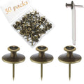 50 PCS Push Pins Picture Hanger Hooks, Double Headed Nails Push Pin Thumbtacks for Wall Hangings Picture, Decorative Small Hook Pins for Drywall Cork Board Home Office Photo Decorations (Bronze) - style: Bronze