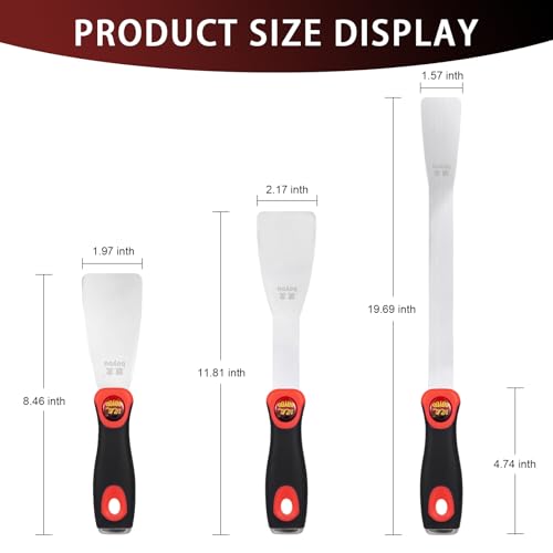 JL&LOVE Stainless Steel Putty Knife Scraper Set, 3Pcs Multi Tool for Windshield, Sticker, Caulk & Paint Removal