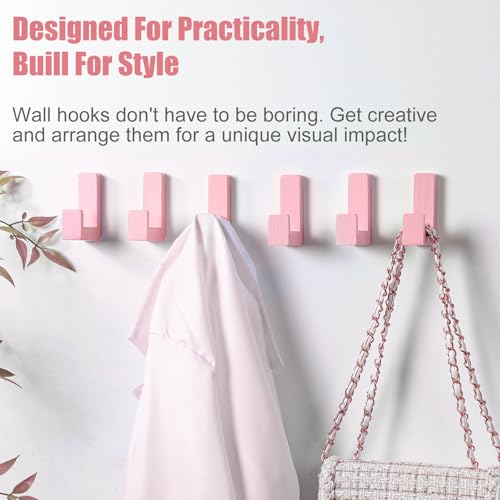 Teenyyou 6 Pcs Cute Kids Wall Hooks Adhesive for Backpack Pink - color: Pink