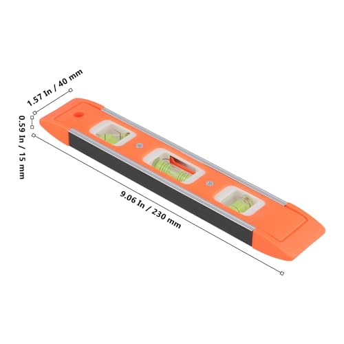 10 Pack Magnetic Torpedo Level, 9 Inch Small Level Tool with 45°/90°/180° Bubbles for Measuring, Orange