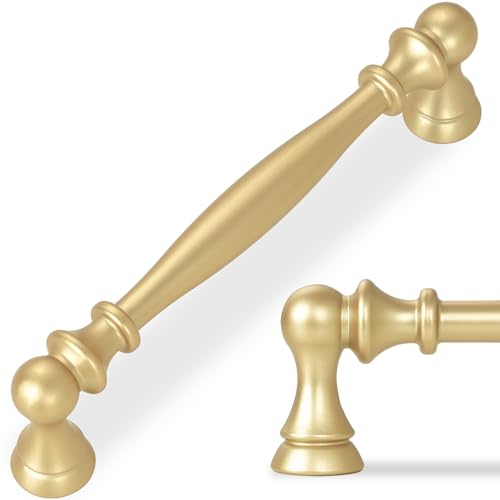 10 Pack 5 Inch(128mm) Kitchen Cabinet Handles Brushed Gold Cabinet Pulls Zinc Alloy Drawer Pulls Solid Kitchen Hardware - color: Brushed Gold, size: 5'' Hole Center(128mm)
