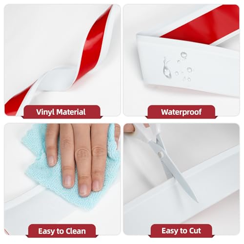 32.8Ft Vinyl Baseboard Molding Trim, Flexible Peel and Stick Wall Base with Self-Adhesive Backing, Waterproof Cove Base, Wall Protection & Floor Gap Covering, White (W:1.97'') - size: 32.8FT X 1.97 IN