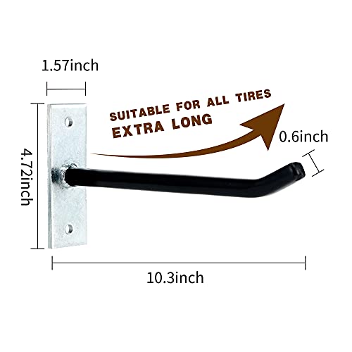 Sinoer 10 Inch Wall Mount Steel Tire Hooks,4 Pack Black - color: 4 Pack – Black