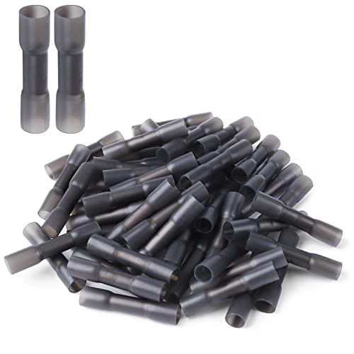 250PCS Heat Shrink Butt Wire Connectors 14-12 AWG, Insulated Waterproof Electrical Wire Connectors Automotive Marine Grade Wire Crimp Terminals Butt Splices, Ideal for Boat, Truck, Black - size: Black 250 PCS