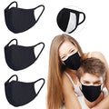 Black Dust Face Mask - All Cotton - Reusable Cloth Comfy Fabric Mask | for Adults Women Outdoor Sport Travel, Washable Breathable Half Face Cloth Mouth Masks with Earloop - color: 3 Layers 100% Cotton