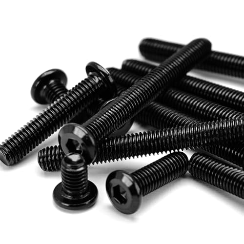 M6 x 55mm Flat Head Hex Socket Cap Screws Furniture Bolts, Stainless Steel 18-8 (304), Black Oxide, Countersunk Connector Screw, Full Thread, 20 PCS (with Hex Spanner) - size: M6 x 55mm
