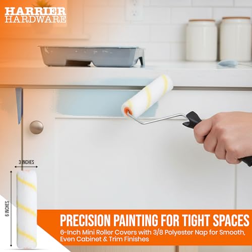 Harrier Hardware 15-Pack 6" Mini Paint Roller Covers 3/8" Nap