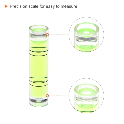 HARFINGTON 4pcs Green Cylindrical Bubble Level, 9.5x40mm, Mini Bullseye Spirit Levels for Camera Tripod Telescope Workshop Turntable Pictures Frame - size: 9.5x40mm