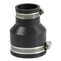Supply Giant 6I52 Flexible PVC Reducing Coupling with Stainless Steel Clamps, 2.4" x 1.6" Inner Diameter for 2" x 1-1/4 Nominal Pipe, Black - size: 2 x 1-1/4