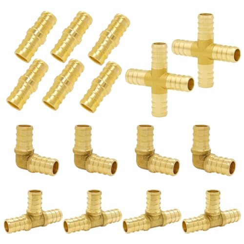 Hooshing 16 Pack 3/4" PEX Fitting Combo, Coupling, Elbow, Tee, Cross Set - size: 3/4" 4 Size 16PCS