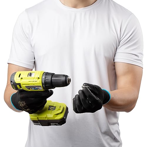 G & F Work Gloves for Men, Lightweight Grip, Polyurethane Coated, Touchscreen Compatible, Flexible & Breathable, Durable Construction, Ideal for Gardening, Mechanics, and General Duty Tasks, 12 Pairs - size: Large