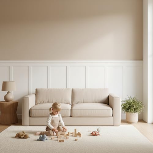 Board and Batten Wall Panel Kit,Paintable Wainscoting Panels Easy Install for Bedroom Living Room Hallway, Covers 94" x 54" Molding Trim Slat with Edge Strip, Paintable White