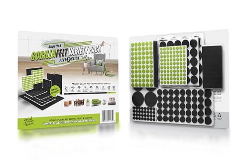 Slipstick Gorilla Felt Furniture Pads (294 Piece Variety Pack) Premium Furniture Pads & Chair Leg Floor Protectors for Hardwood Floors & Hard Surfaces - size: 294 Piece Variety Pack