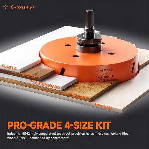 Crosstar 12Pcs Hole Saw Kit for Recessed Lights, with Dust Bowl Catcher