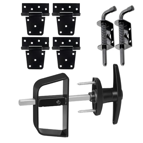BTEOBFY Double Door Shed Hardware Kit - Complete with Latches, Hinges, and T-Handle Lock - Includes Window and Door/Window Hinge Set, for Gates, playrooms - size: 5.5-inch-Small-T
