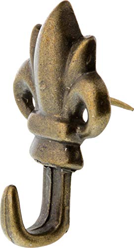 Hillman Fleur-de-Lis Antique Brass Push Pin Picture Hangers 10 lb, 3 Pk - color: Antique Brass