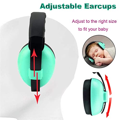 Noise Cancelling Headphones for Kids, Babies Ear Protection Earmuffs Noise Reduction for 0-3 Years Babies, Toddlers, Infant (Mint Green) - color: Green