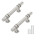 Haliwu 10 Pack Brushed Nickel Cabinet Pulls, Cabinet Handles Brushed Nickel, Kitchen Hardware Handles Satin Barrel Drawer Dresser Knobs, 3 inch Hole to Hole Center | 76mm Hole Center, Solid Aluminum and Zinc Alloy, Kitchen Pulls Hardware for Bathroom Draw