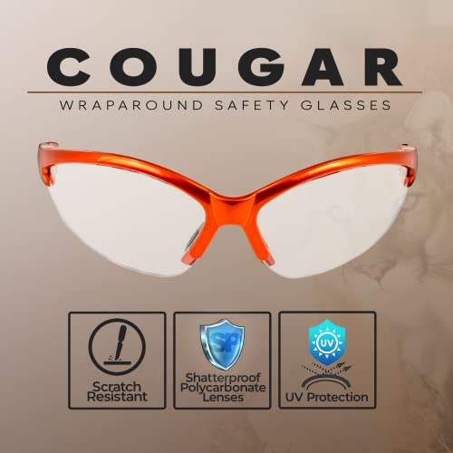 Global Vision Safety Shop Glasses - color: Orange Frame/Clear Lens