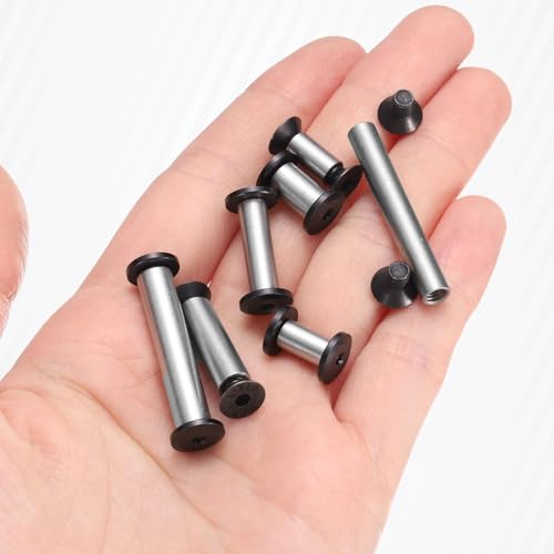 HARFINGTON 10pcs Knife Handle Screws 6 x 9mm M4 Torx Sink Head Stainless Steel Pocket Knife Pivot Pin Folding Knives Bolts Fasteners for Blade Fixing, Black/Silver - size: 6 x 9mm