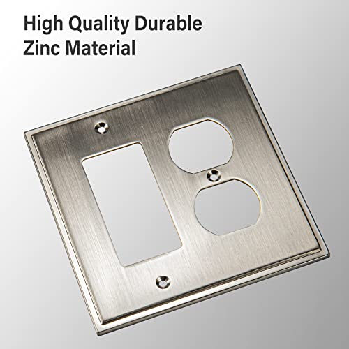 Henne Bery Soft Modern Decorative Wall Plate Switch Plate Outlet Cover (Decorator/Duplex, Satin Nickel) - style: Decorator/Duplex