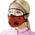 KISSOURBABY Breathable Mesh Cycling Face Mask Eye Shield One-Way Breathing Valve Adjustable Fit for Biking Hiking Orange - color: Orange