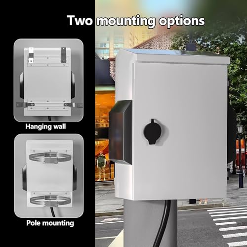 Outdoor Electrical Box with Thermostat and Fan, Cold-Rolled Steel Plate, Aluminum Alloy Back Beam, One-Piece Ventilation Design, IP65 Waterproof, Wall/Pole Mounted. (17.7" x 13.8" x 8") - size: 17.7" x 13.8" x 8"