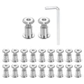 HARFINGTON 20 Set M6x12mm Hex Drive Socket Cap Bolt and M6x10mm Nuts with M4 Hex Wrench, Furniture Connector Bolts and Screws for Furniture Countersunk Belt, Silver - size: M6x12mm, M6x10mm