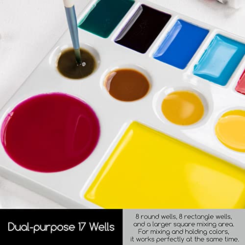 MEEDEN Ceramic Watercolor Palette: 17-Well Porcelain Mixing Tray - size: 9.3" x 6.5" x 0.2"