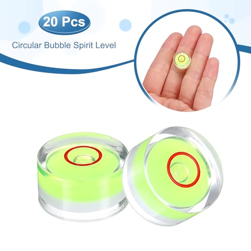 HARFINGTON 20pcs Circular Bubble Spirit Level 15x8mm Mini Round Bubble Spirit Level Little Measuring Layout Tools for TV Industrial Carpentry Picture Frame, Green/Red - color: Green/Red, size: 15x8mm