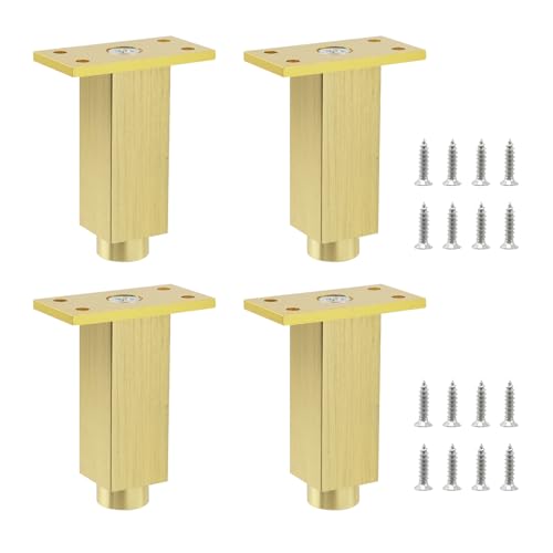 Geesatis 3" Furniture Legs,Square Tube Cabinet Feet,4PCs,Gold - color: Gold, size: 3inch