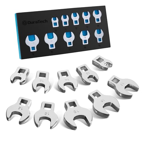 DURATECH 10-Piece 3/8" Drive Crowfoot Wrench Set, Metric, 10-19mm - size: Metric, style: Regular