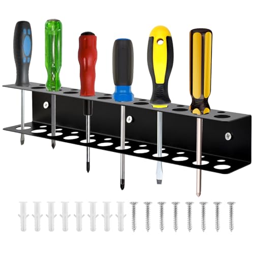 Screwdriver Organizer Wall Mount, Heavy Duty Metal Utility Storage Rack Storage Peg Board Hand Tools Organizer Screw Driver Holder Suitable Garages Homes Workshops Sheds