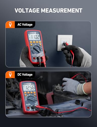 AstroAI Digital Multimeter, TRMS 4000 Counts Volt Meter (Manual and Auto Ranging); Measures Voltage Tester, Current, Resistance, Continuity, Frequency; Tests Diodes, Temperature (Red) - size: DT132A Multimeter