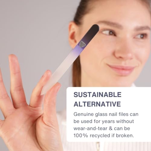 Bona Fide Beauty Czech Glass Nail File (Black Cobalt), Includes Black Case | Crystal Nail File for Natural Nails made in the Czech Republic, etched glass file with case, fine grit - color: Black Cobalt