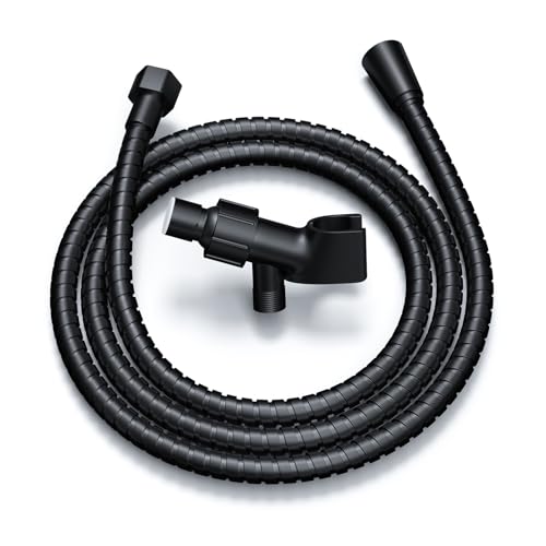 MAYYAYA Brass Ball Handheld Shower Head Holder, 59IN ShowerHead Hose, Black - color: Black